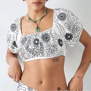 FREE PEOPLE Lotus Embroidered Crop Top